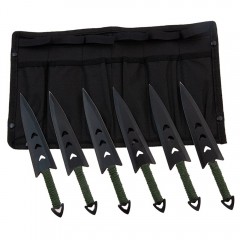 Set sase cutite de aruncat  , Army Fury, otel inoxidabil, 16.5 cm, negru