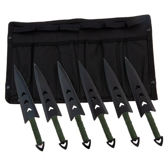 Set sase cutite de aruncat  , Army Fury, otel inoxidabil, 16.5 cm, negru