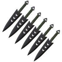 Set sase cutite de aruncat  , Army Fury, otel inoxidabil, 16.5 cm, negru