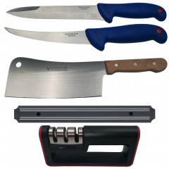 Set de macelarie , satar, injunghiat, filetat, suport magentic si ascutitoare, otel inox