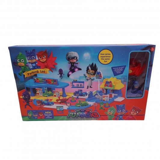 Set eroi in pijamale circuit cu garaj 233  , multicolor, 55 cm