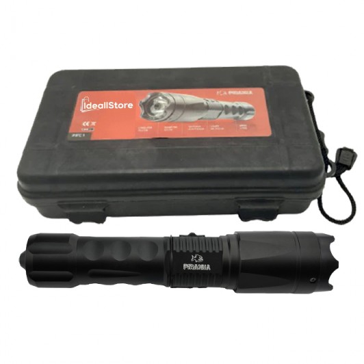 Electrosoc autoaparare , Piranha Attack, lanterna, full metal, 3800 kw, negru