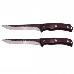 Set doua cutite macelarie  , lucrate manual, Hunter Swish, 27.5 cm, maro, teaca piele