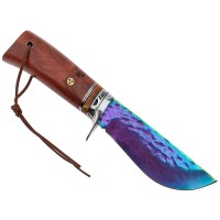 Cutit de vanatoare   Rose Accuracy, otel damasc, 22 cm, lemn trandafir, multicolor, husa