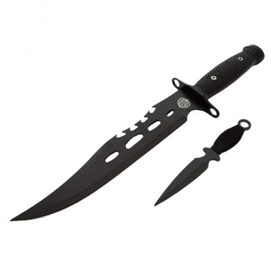 Cutit de vanatoare   Goldur Blade, 36 cm, negru, husa piele, cutit aruncat inclus
