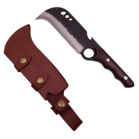Set doua cutite macelarie , lucrate manual, Claw of Osaka, 27.5 cm, maro, teaca piele