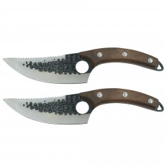 Set doua cutite macelarie  , lucrate manual, Shuryo Blade, 27.5 cm, maro, teaca piele nat