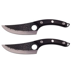 Set doua cutite macelarie  , lucrate manual, Huang Cook, 27.5 cm, negru, teaca piele