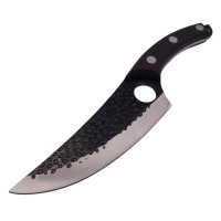 Set doua cutite macelarie  , lucrate manual, Huang Cook, 27.5 cm, negru, teaca piele