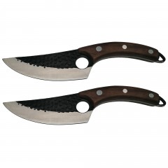 Set doua cutite macelarie , lucrate manual, Cool Cook, 27.5 cm, maro, teaca inclusa