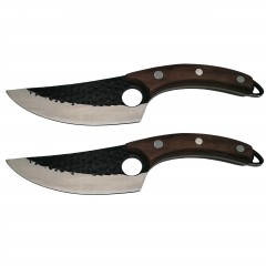 Set doua cutite macelarie  , lucrate manual, Fine Cook, 27.5 cm, maro, teaca piele inclus