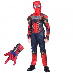 Set costum Iron Spiderman , New Era, rosu, 3-5 ani, manusa cu ventuze inclusa