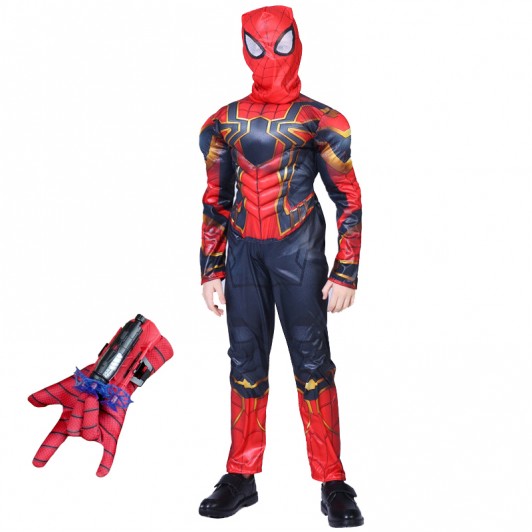 Set costum Iron Spiderman , New Era, rosu, 3-5 ani, manusa cu ventuze inclusa