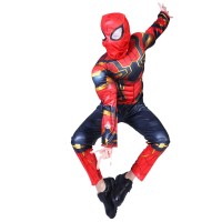 Set costum Iron Spiderman , New Era, rosu, 7-9 ani, manusa cu ventuze si masca LED
