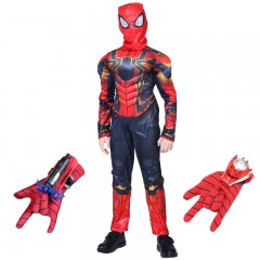 Set costum Iron Spiderman , New Era, rosu, 5-7 ani, doua manusi cu ventuze si discuri