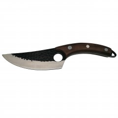 Cutit de macelarie  , lucrat manual, maner lemn, 27 cm, maro, teaca piele inclusa