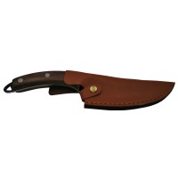 Cutit de macelarie  , lucrat manual, maner lemn, 27 cm, maro, teaca piele inclusa