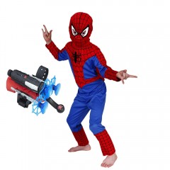 Set costum Spiderman clasic si lansator cu ventuze