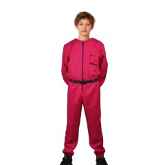 Costum pentru copii, Jocul Calamarului, marimea XL 8-10 ani, rosu, centura inclusa