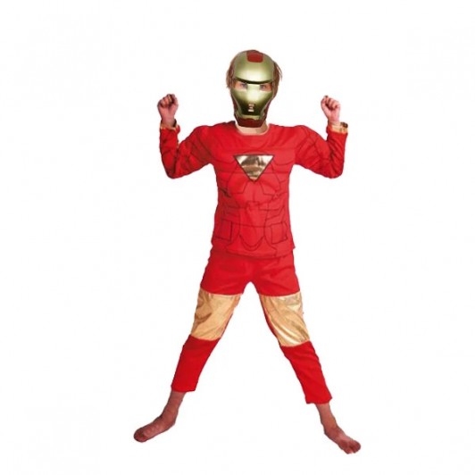 Costum Iron Man pentru copii, rosu, masca plastic inclusa