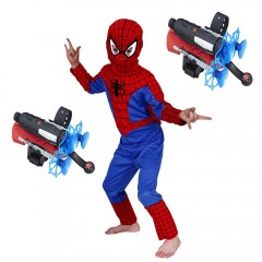 Set costum Spiderman clasic si doua lansatoare cu ventuze