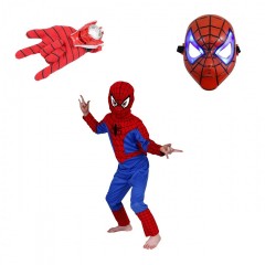 Set costum Spiderman, masca LED si manusa cu lansator