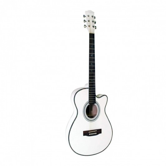 Chitara clasica din lemn 95 cm, Cutaway alb