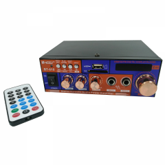 Amplificator digital, tip Statie, 2x20 W, Bluetooth, telecomanda, intrari USB, SD CARD, microfon