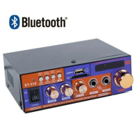 Amplificator digital, tip Statie, 2x20 W, Bluetooth, telecomanda, intrari USB, SD CARD, microfon