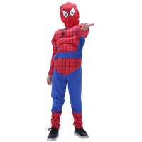 Set costum Ultimate Spiderman pentru copii, 100% poliester si manusa cu discuri