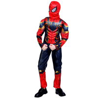 Set costum Iron Spiderman, New Era, rosu, manusa cu ventuze, discuri si masca LED