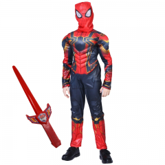 Set costum Iron Spiderman, New Era, rosu si sabie LED 41.5 cm