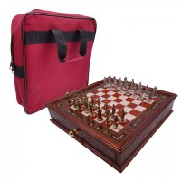 Joc sah, Chess Master, 30x30 cm, lemn, maro, geanta transport