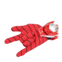 Set costum clasic Spiderman cu muschi, rosu, manusa discuri si masca LED