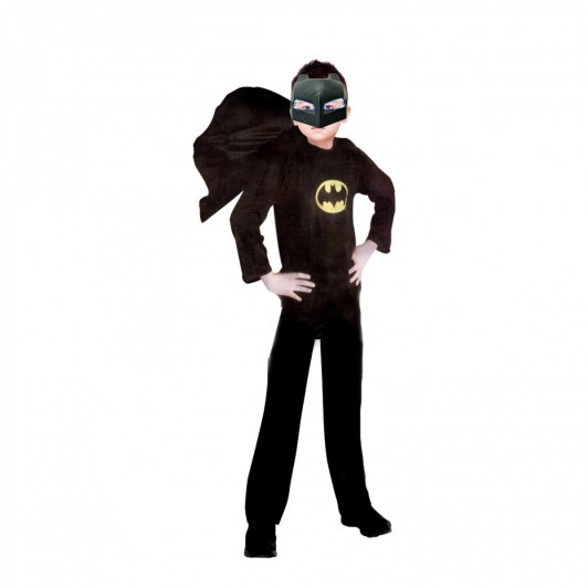 Set costum clasic Batman, negru si masca LED