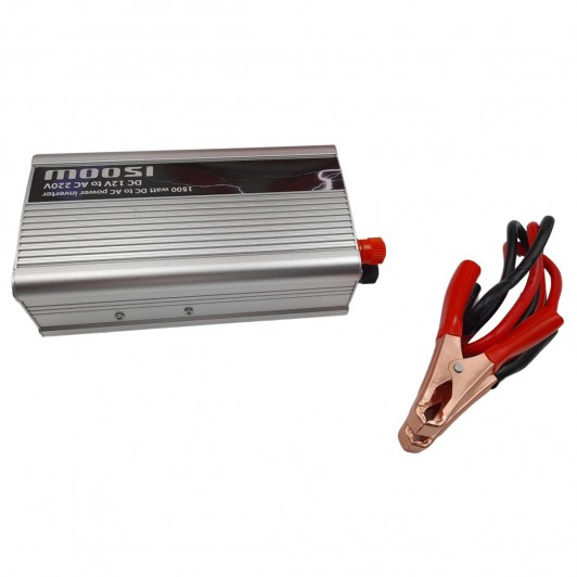 Invertor auto Netzteil Helfer, 1500 W, metalic, 17 cm, cabluri alimentare incluse