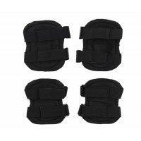 Set de protectie Tactical Gear, genunchiere si cotiere, nylon, marime universala, negru