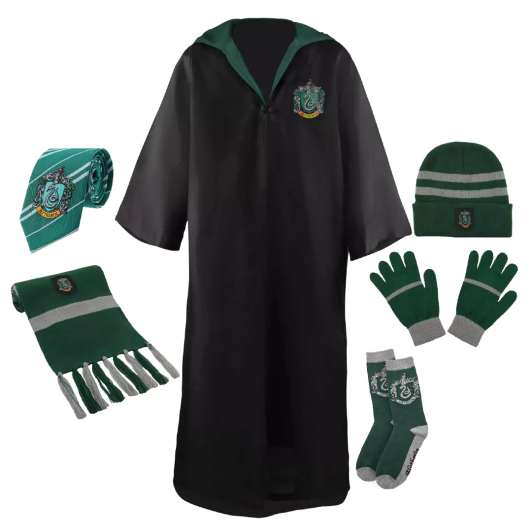 Set roba si accesorii Harry Potter Slytherin House, 6 piese, 6-9 ani, verde