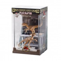 Figurina de colectie Jurassic Park Lab Velociraptors, 18 cm, suport sticla inclus