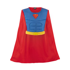 Costum Superman pentru copii Man of Steel, bust si pelerina, poliester, 4-6 ani, albastru