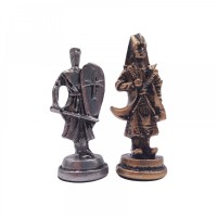 Piese de sah Chess Battle, metalice, lucrate manual, multicolor