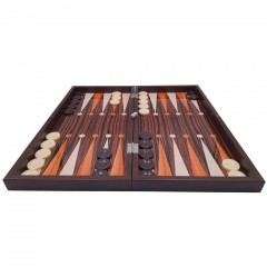 Joc table si dame Backgammon Expert, lemn lucios, inchidere magnetica, 48 cm, maro