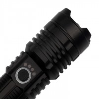 Lanterna de supravietuire Gefahrenhelfer, metalica, LED, USB, zoom, negru