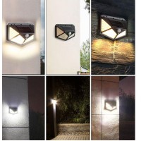 Lampa solare de perete Bright Night, 100 LEDuri, senzor de miscare, plastic, negru