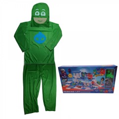 Costum pentru copii Green Lizard, verde, jucarie inclusa