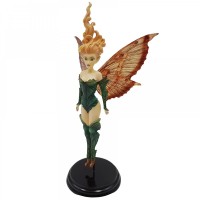 Figurina decorativa Zana Focului, rasina, lucrata manual, 17 cm, verde