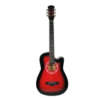 Chitara clasica din lemn, Cutaway Country Red, set de corzi incluse, 95 cm, rosu