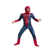 Set costum Spiderman cu muschi si lansator cu ventuze,  marimea S