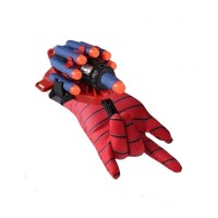 Set costum Spiderman cu muschi si manusa lansator cu 7 ventuze din burete ,marime S, 3 - 5 ani, rosu