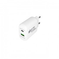 Încărcător Prio Fast Charger 25W PD PPS (USB C) + QC 3.0 (USB A), Alb